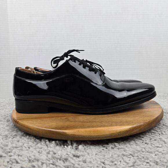 SuitSupply Mens US10.5 Black Patent Leather Plain Toe Oxford Tuxedo Dress Shoe main image 6